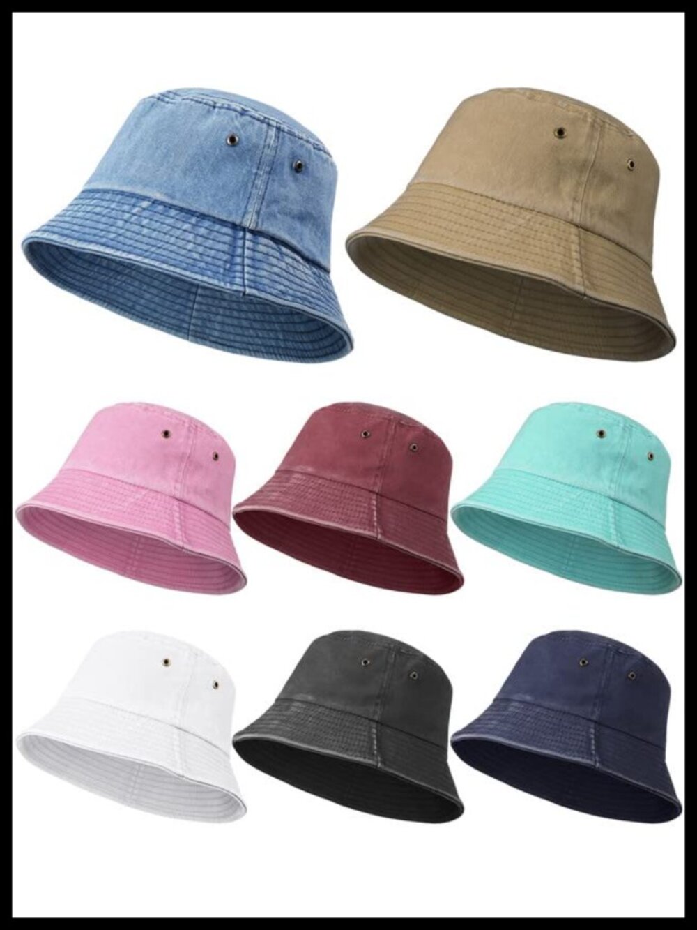 8 Cotton Bucket Hats for Women Men, Packable Lightweight Sun Hat Outdoor Beach
